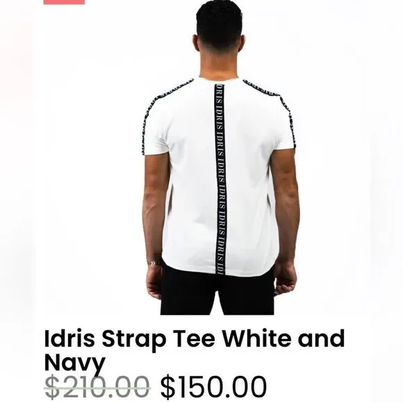 IDRIS Men’s T Shirt with Black and White CustomStrapping on Shoulders & Spine